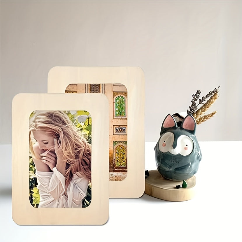 Porta-retratos de madeira DIY conjunto de 10, 15,24 cm, estilo contemporâneo bege claro