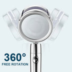 Chuveiro rotativo 360° de alta pressão com filtro e botão ON/OFF, economia de água