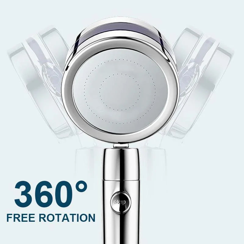 Chuveiro rotativo 360° de alta pressão com filtro e botão ON/OFF, economia de água