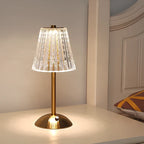 Candeeiro de mesa LED design cristal dourado sem fios com controlo tátil regulável