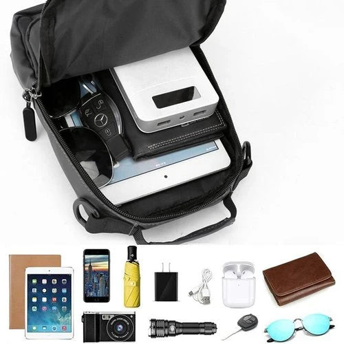 Mochila antifurto impermeável com porta USB e sleeve para portátil