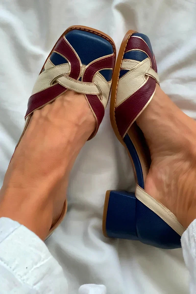 Sapatilhas slip-on tricolor com detalhe trançado artesanal