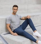 Calças de fato masculinas em tecido stretch elástico, elegantes e confortáveis para escritório