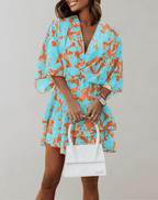 Vestido feminino midi decote V manga morcego em várias cores