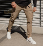 Calças de fato masculinas em tecido stretch elástico, elegantes e confortáveis para escritório