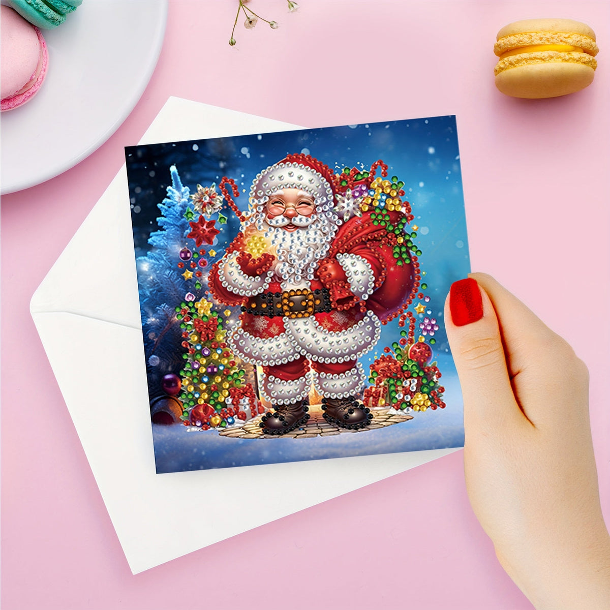 Kit pintura diamante 12 cartões Natal Pai Natal designs exclusivos