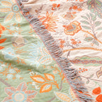 Manta de algodão com borla estilo boémio, padrão floral jacquard 200x230 cm