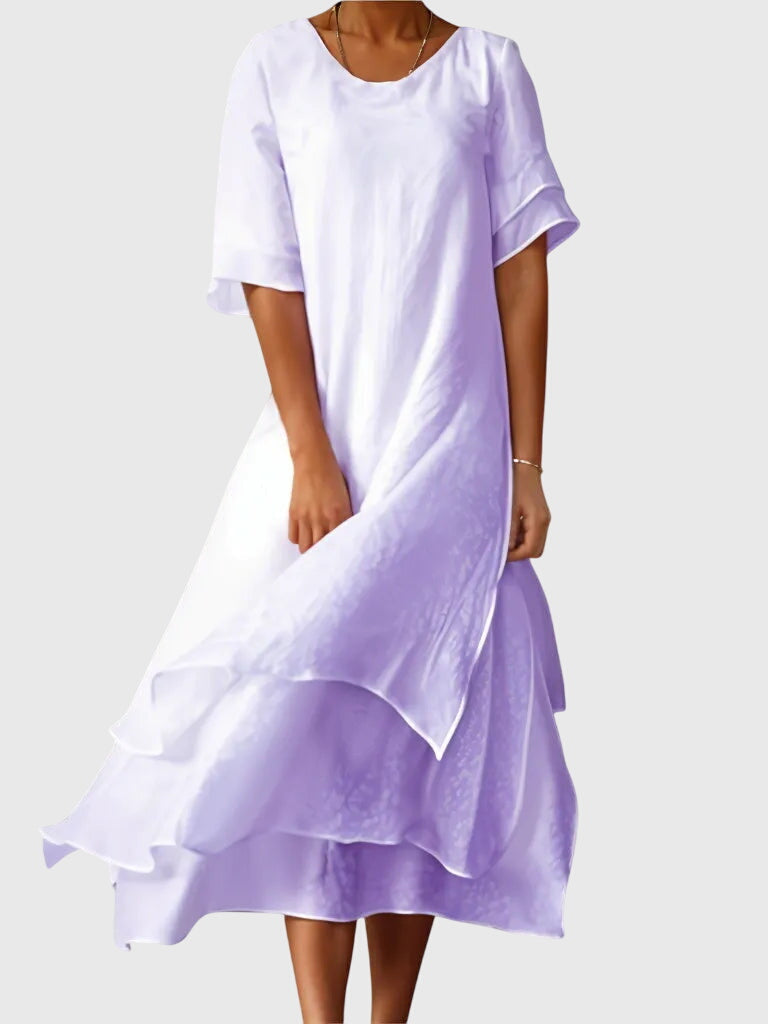 Vestido feminino decote aberto corte fluido elegante