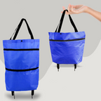 Bolsa de compras 2 em 1 dobrável com rodas retráteis, capacidade 30 kg