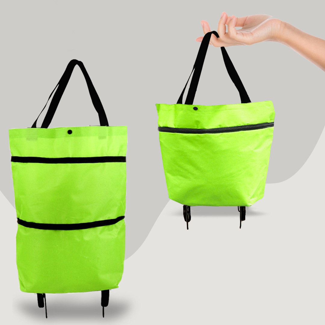 Bolsa de compras 2 em 1 dobrável com rodas retráteis, capacidade 30 kg