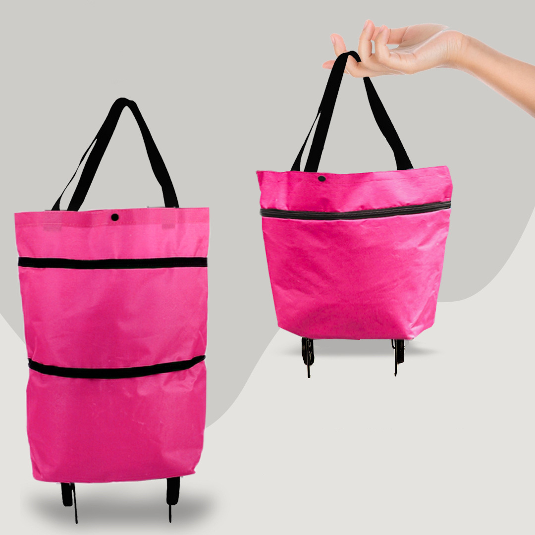 Bolsa de compras 2 em 1 dobrável com rodas retráteis, capacidade 30 kg