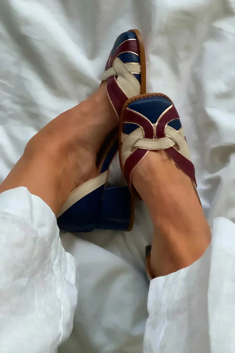 Sapatilhas slip-on tricolor com detalhe trançado artesanal