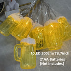Guirlanda LED canecas de cerveja decoração Oktoberfest 2025, set de 2, luz quente