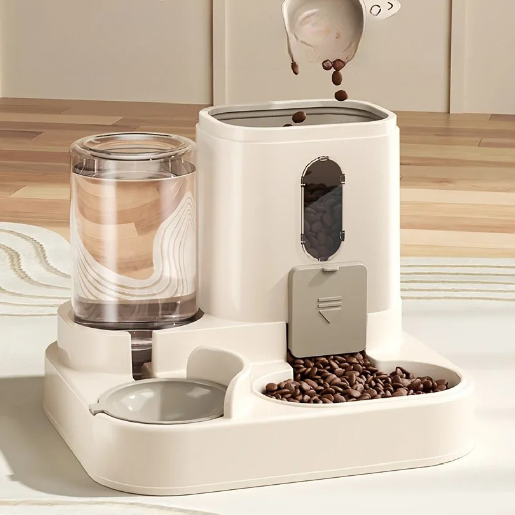 Comedouro automático 2 em 1 para cães e gatos com bebedouro por gravidade BPA-free
