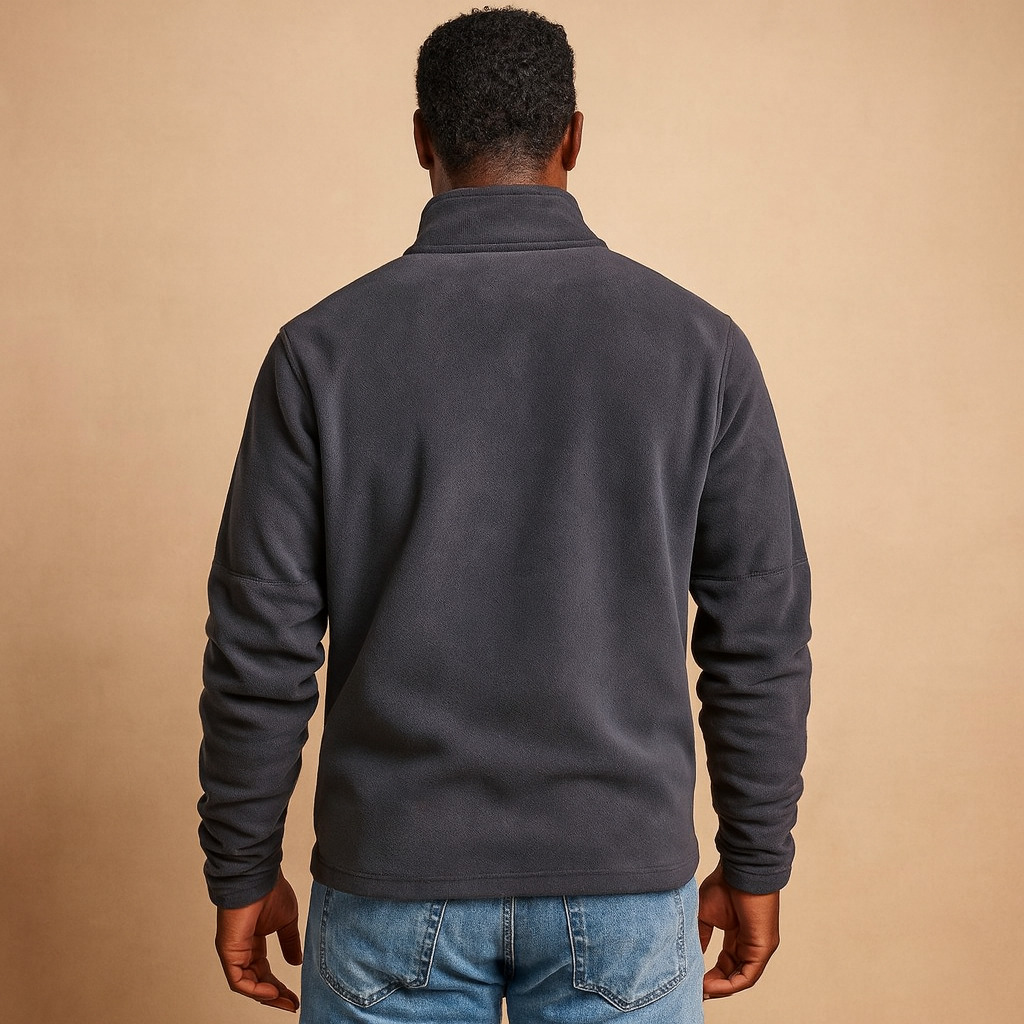 Pullover fleece homem com meio fecho macio casual inverno