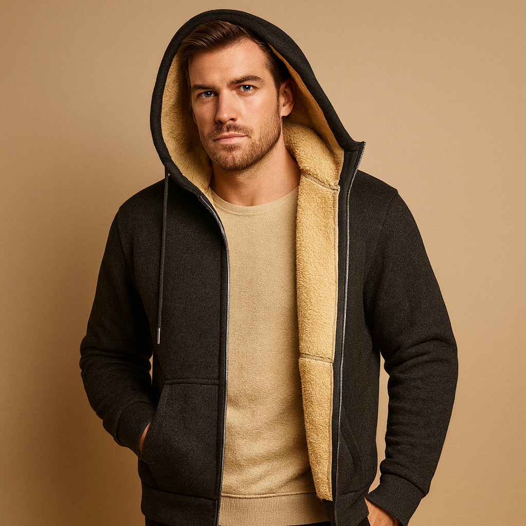 Colete fleece homem com fecho de correr e forro macio