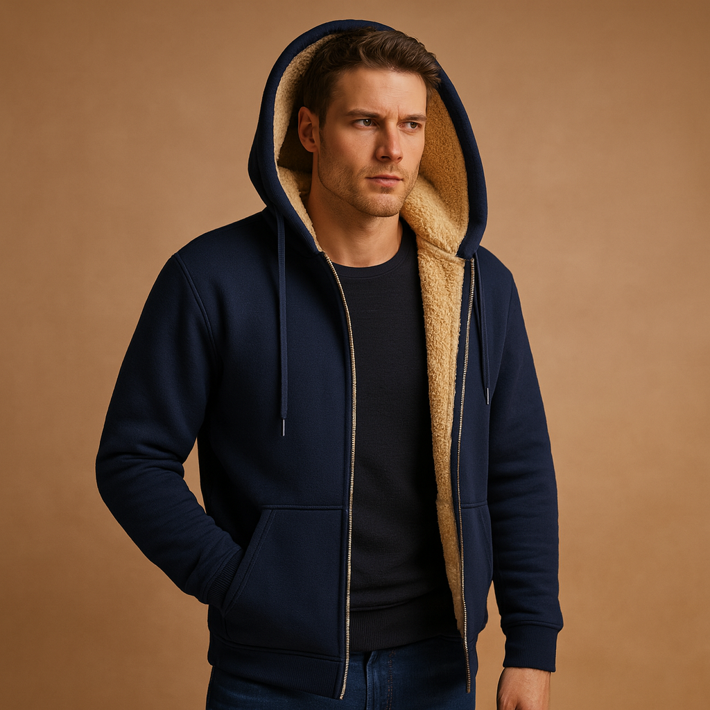 Colete fleece homem com fecho de correr e forro macio