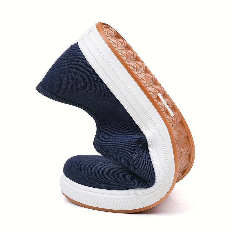 Loafers homem lona slip on com painéis elásticos laterais sola plana
