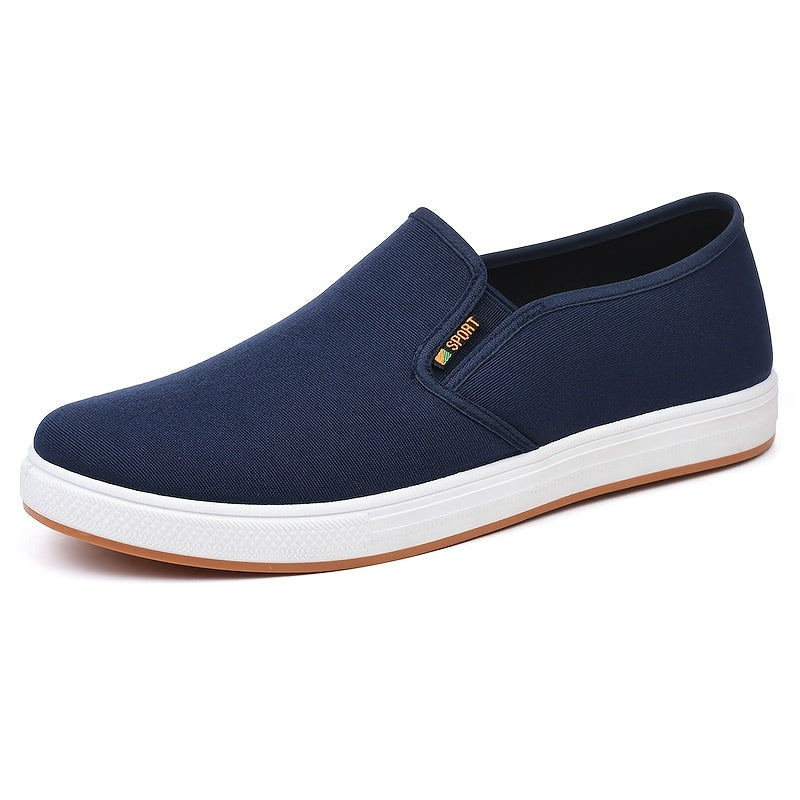 Loafers homem lona slip on com painéis elásticos laterais sola plana