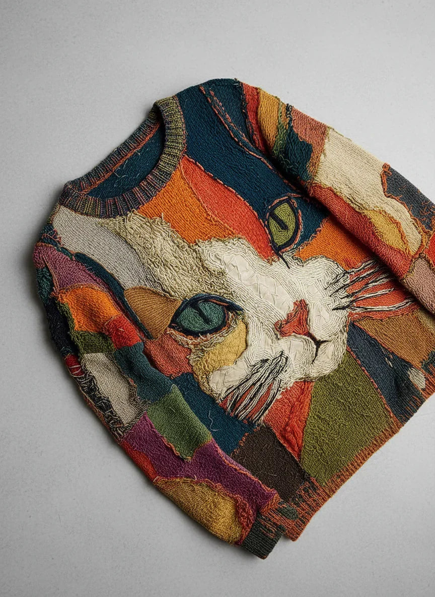 Camisola casual manga longa estampada corte relaxado multicolor