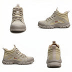 Sapatos de segurança com biqueira de aço antifurão resistentes, cor caqui, sola Kevlar antiderrapante
