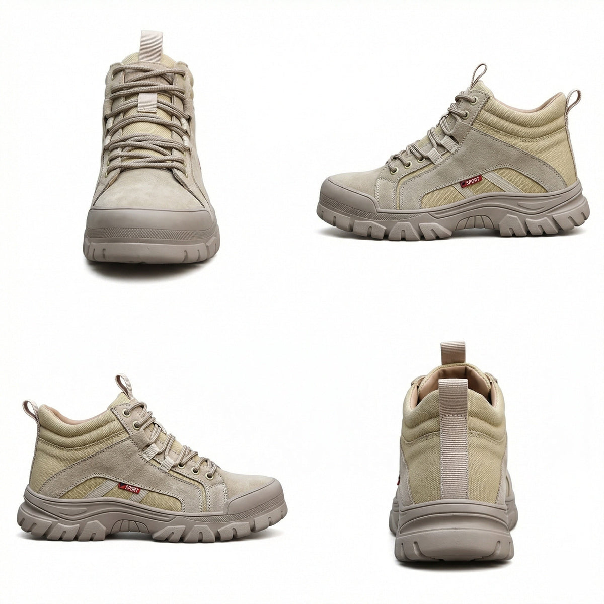 Sapatos de segurança com biqueira de aço antifurão resistentes, cor caqui, sola Kevlar antiderrapante