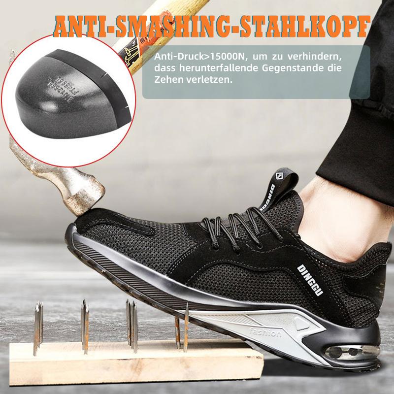 Sapatos de segurança com biqueira de aço, sola antifuros Kevlar e cabedal respirável