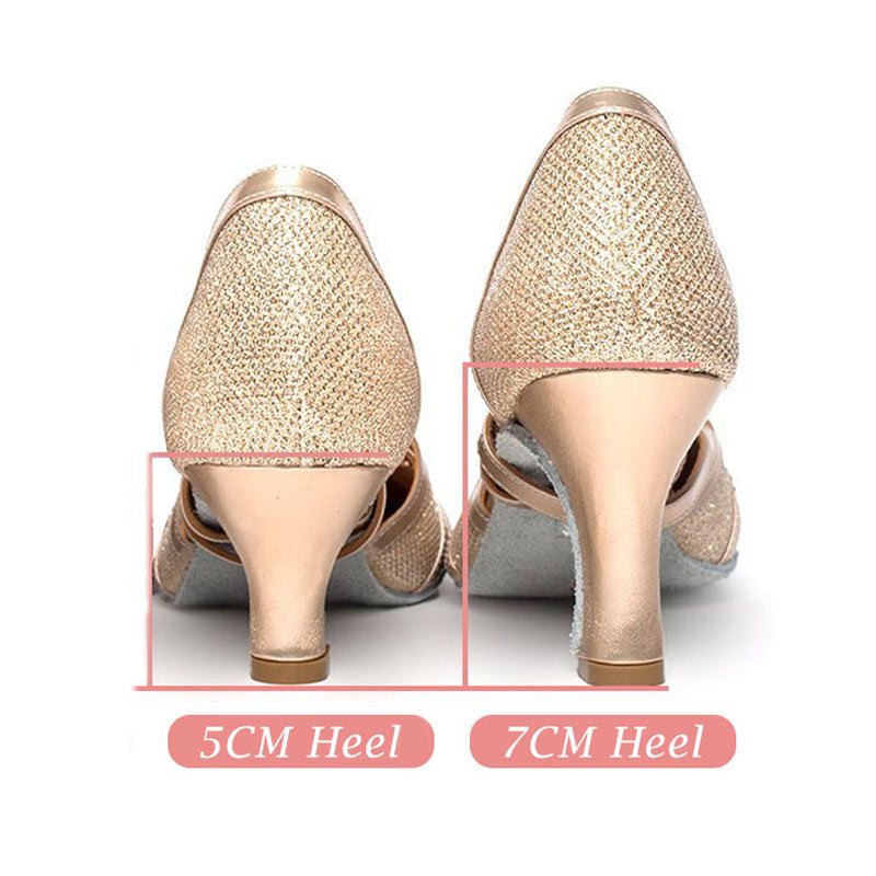 Sapatos de Dança Latina Femininos | Salsa com Brilho, Salto 7cm