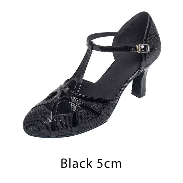 Sapatos de Dança Latina Femininos | Salsa com Brilho, Salto 7cm