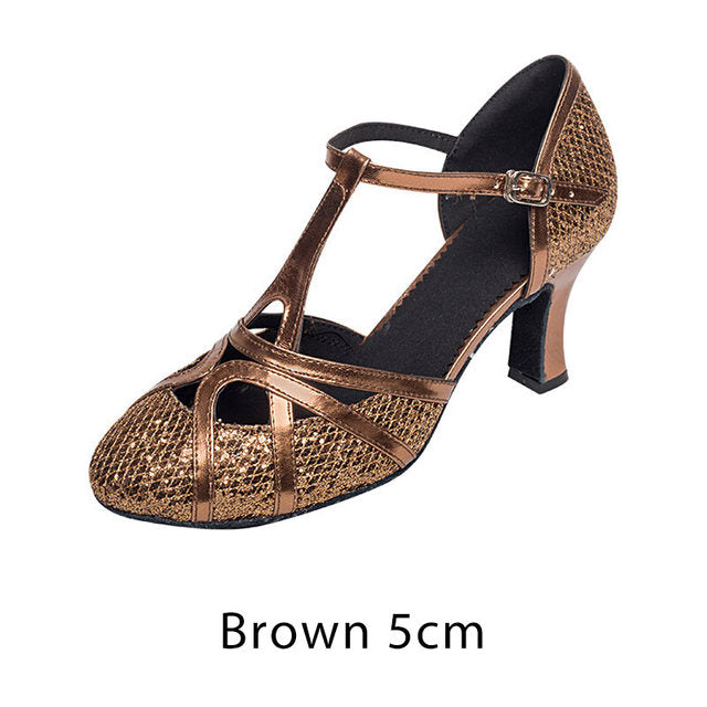 Sapatos de Dança Latina Femininos | Salsa com Brilho, Salto 7cm