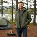 Casaco fleece masculino corta-vento regular fit com fecho zíper completo
