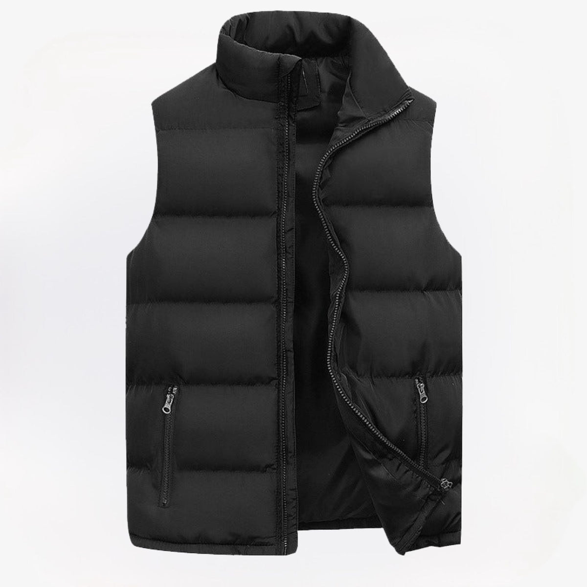 Colete acolchoado masculino com fecho de correr e design sem mangas