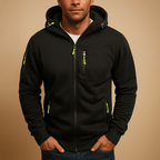 Hoodie homem com fecho de correr e capuz ajustável corte regular fit