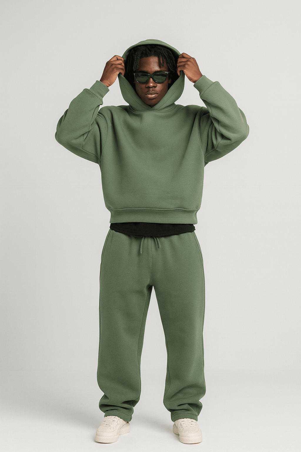 Conjunto treino homem oversized hoodie e jogger 2 peças