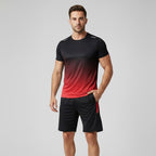 Conjunto desportivo masculino t-shirt e calções respirável secagem rápida