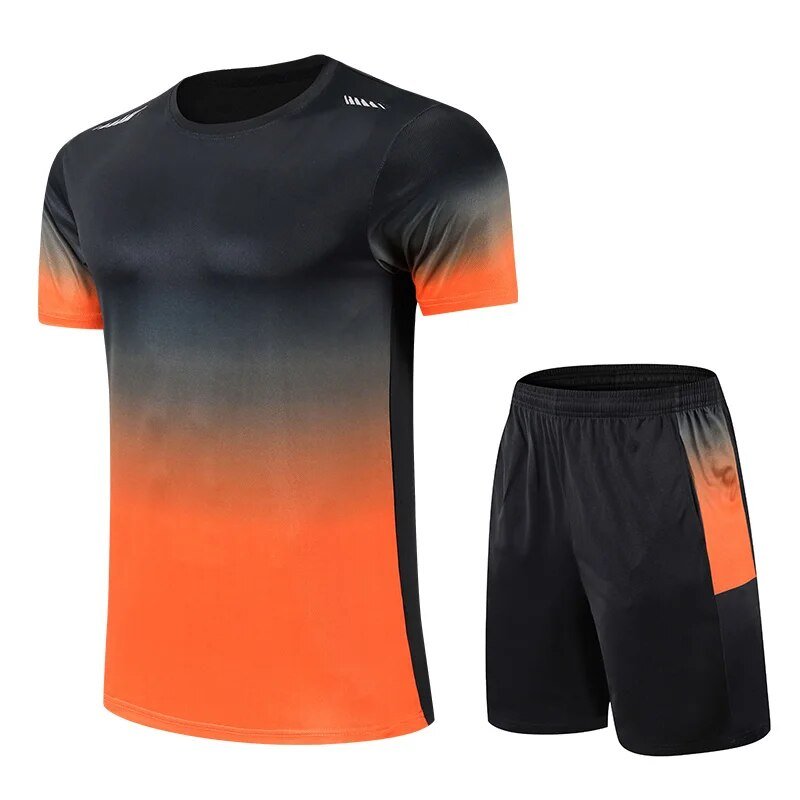 Conjunto desportivo masculino t-shirt e calções respirável secagem rápida