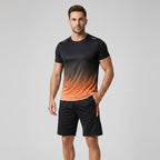 Conjunto desportivo masculino t-shirt e calções respirável secagem rápida