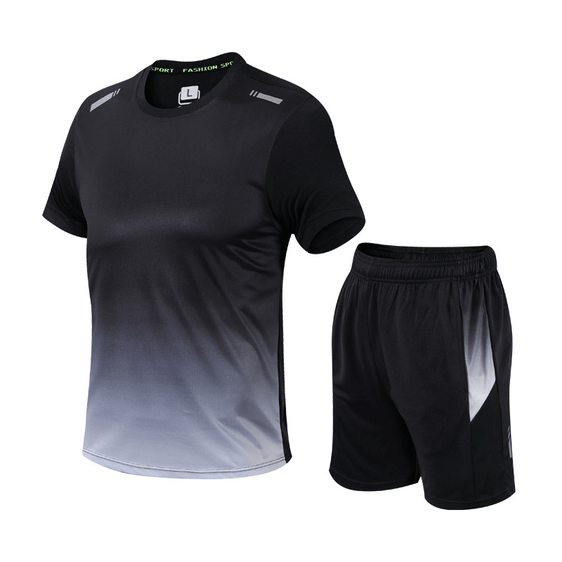 Conjunto desportivo masculino t-shirt e calções respirável secagem rápida