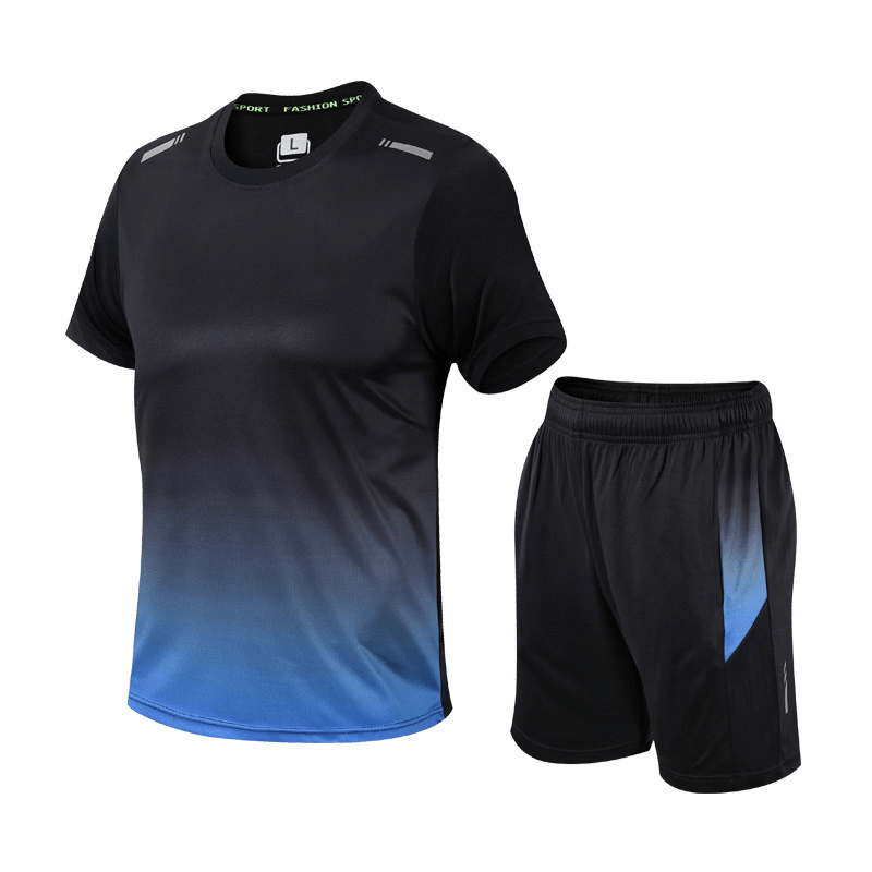 Conjunto desportivo masculino t-shirt e calções respirável secagem rápida