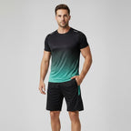 Conjunto desportivo masculino t-shirt e calções respirável secagem rápida