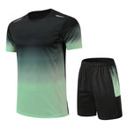 Conjunto desportivo masculino t-shirt e calções respirável secagem rápida
