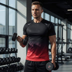 Conjunto desportivo masculino t-shirt e calções respirável secagem rápida