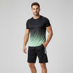 Conjunto desportivo masculino t-shirt e calções respirável secagem rápida