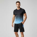 Conjunto desportivo masculino t-shirt e calções respirável secagem rápida
