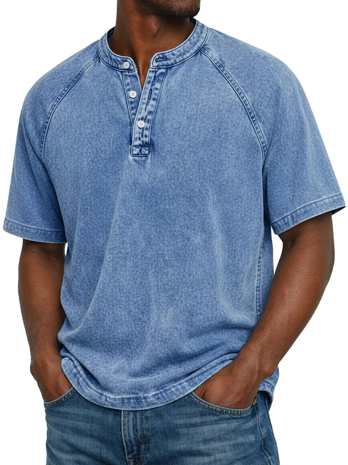 Camisa masculina manga curta com botões casual corte reto