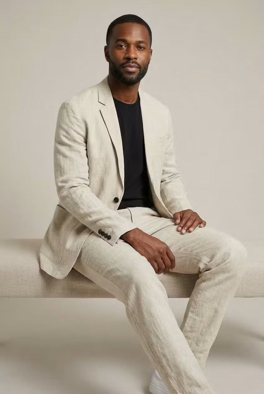 Conjunto masculino linho blazer e calça relaxed fit