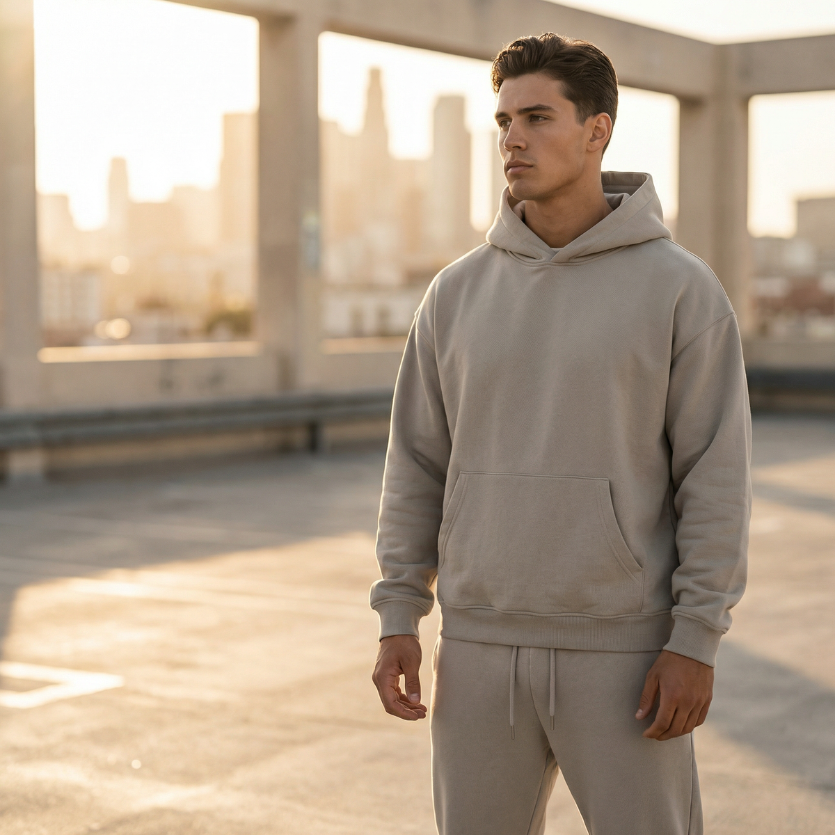 Conjunto treino homem oversized hoodie e jogger 2 peças