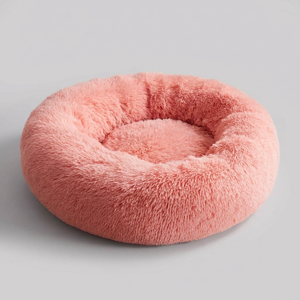 Cama calmante para cães antiansiosa com bordas elevadas e pelo sintético macio