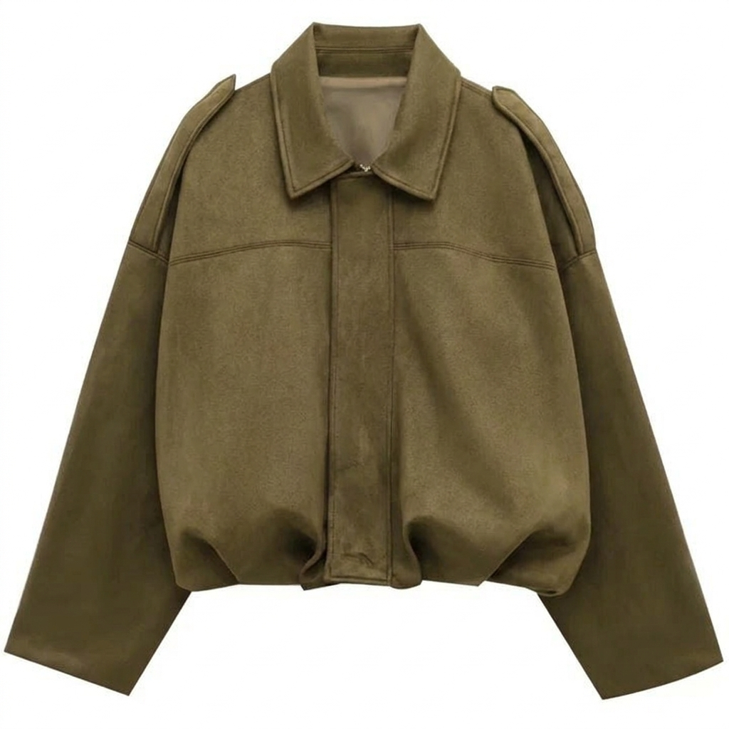 Jaqueta bomber cropped feminina com zíper frontal estilo casual