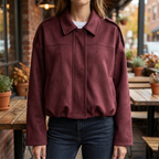 Jaqueta bomber cropped feminina com fecho de correr, estilo casual urbano